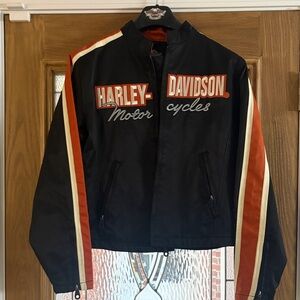 Harley-Davidson Black Jacket with Orange and White Stripes